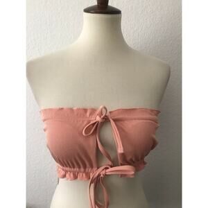 Alamae Campari Swimwear Strapless Bandeau Bikini Top Ruffled Swim